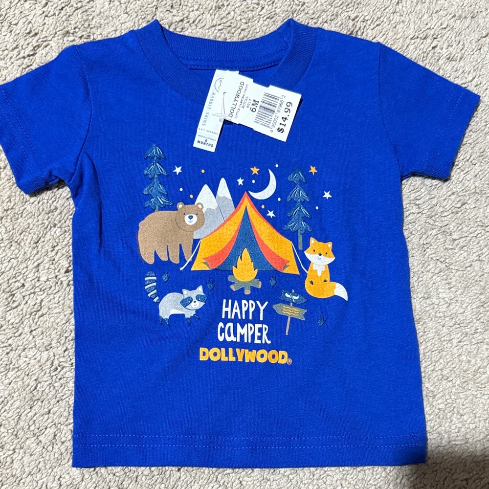 🥳 7/$10!! NEW 6mos Blue Kids Happy Camper T-Shirt